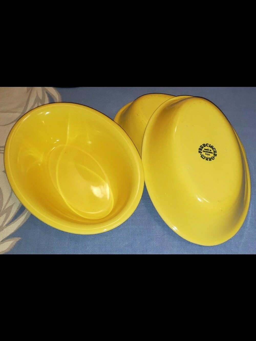 Set Of Three (3) Mid-Century Yellow Fransiscan Oval Serving Bowls